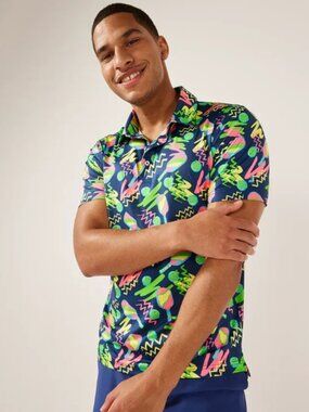 Chubbies The‎ Backhand Winner Performance Polo Shirt Navy Pickleball Sz Large